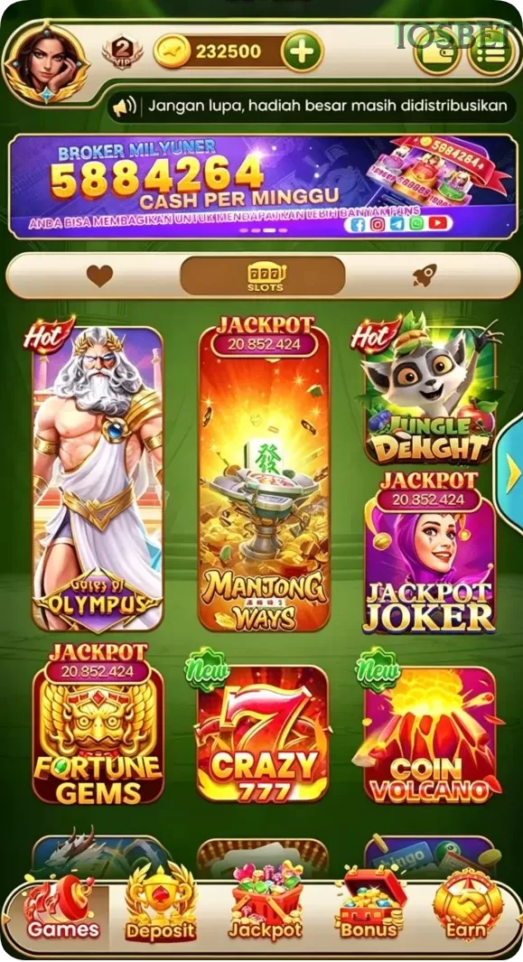 Cuplikan layar 171SLOT — pengaturan akun